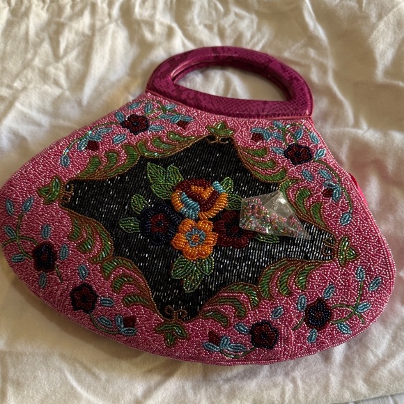 Embroidered Pink Floral Women's Bag